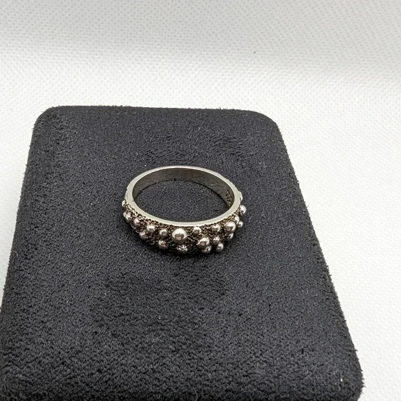 Textured  925 ball ring - Picture 2 of 5
